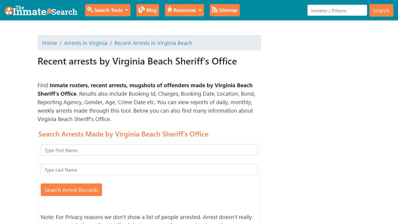 Recent arrests by Virginia Beach Sheriff's Office | Mugshots, Rosters ...